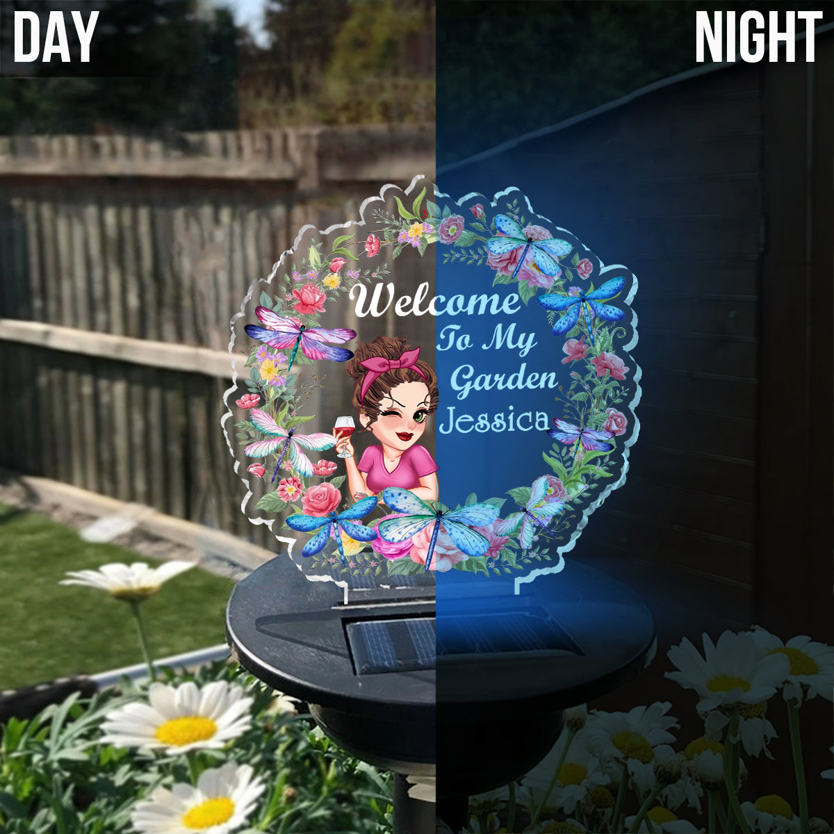 Lumière Florale - Lampe Solaire de Jardin Personnalisée