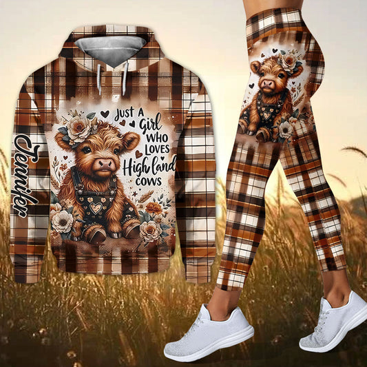 Love Highland Cows - Personalized Highland Cow Hoodie and Leggings