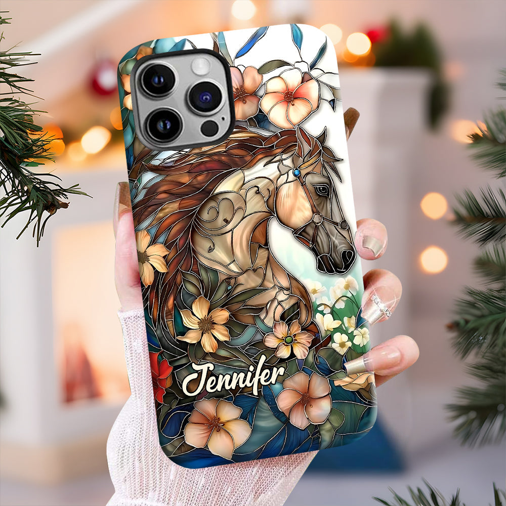 Coque de téléphone personnalisée « Amour des chevaux » avec motif intégral de cheval