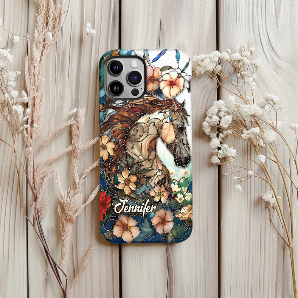 Coque de téléphone personnalisée « Amour des chevaux » avec motif intégral de cheval