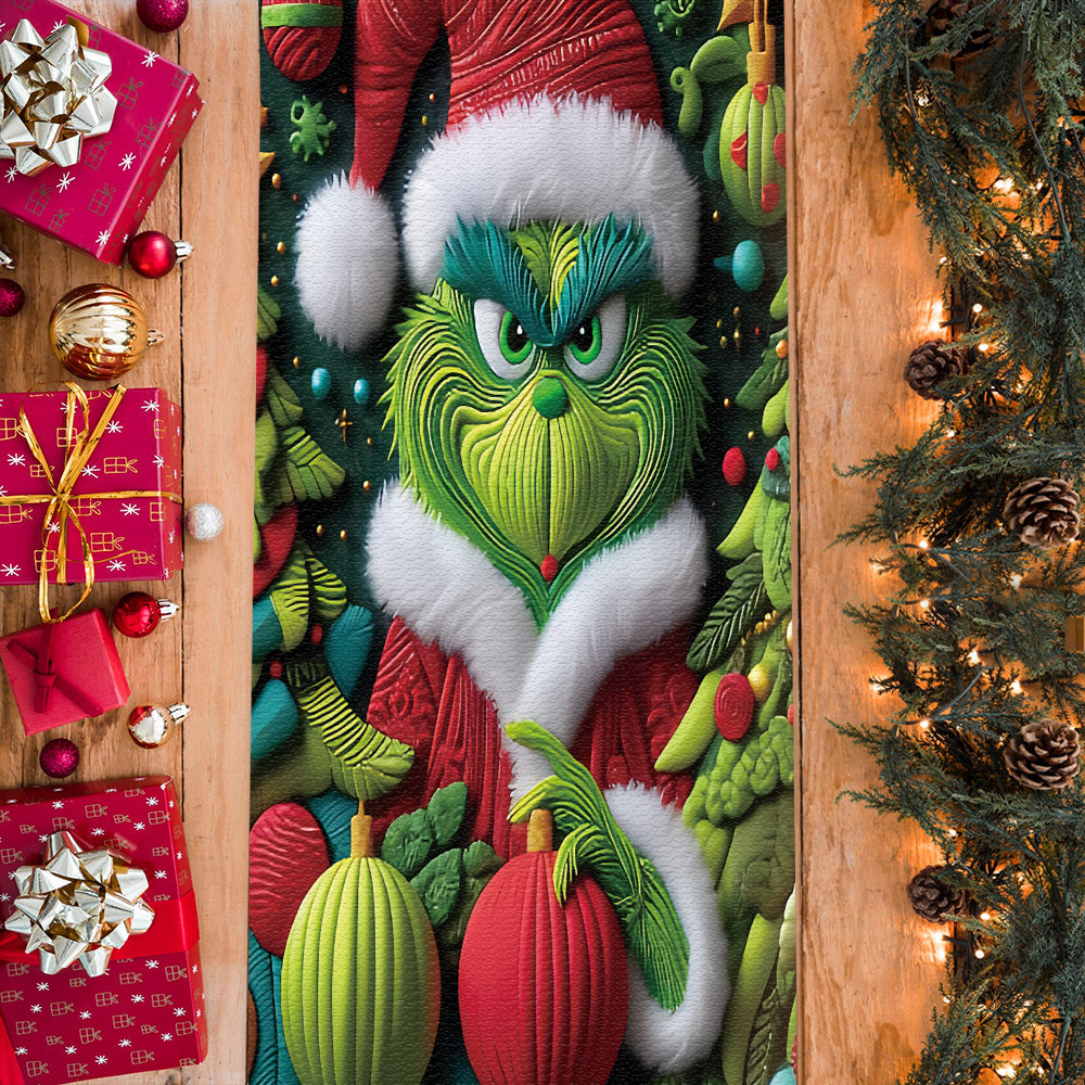 Joyeux Grinchmas - Chemin de table de Noël personnalisé avec étole