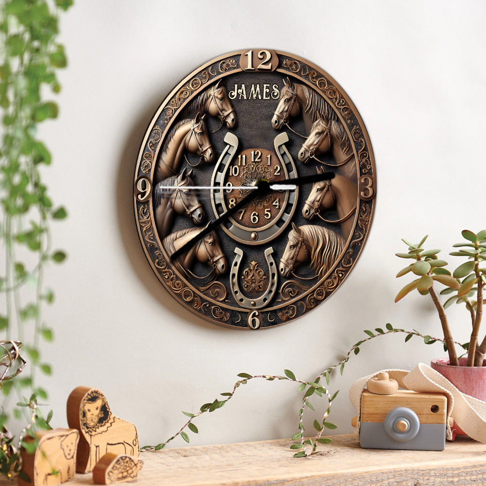 Time Spent in the Saddle is Never Wasted - Personalized Horse Wall Clock