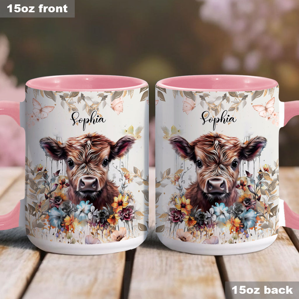 Mug personnalisé à motif vache florale