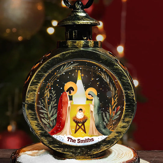 Holy Night - Personalized Christian Round Lantern With Light