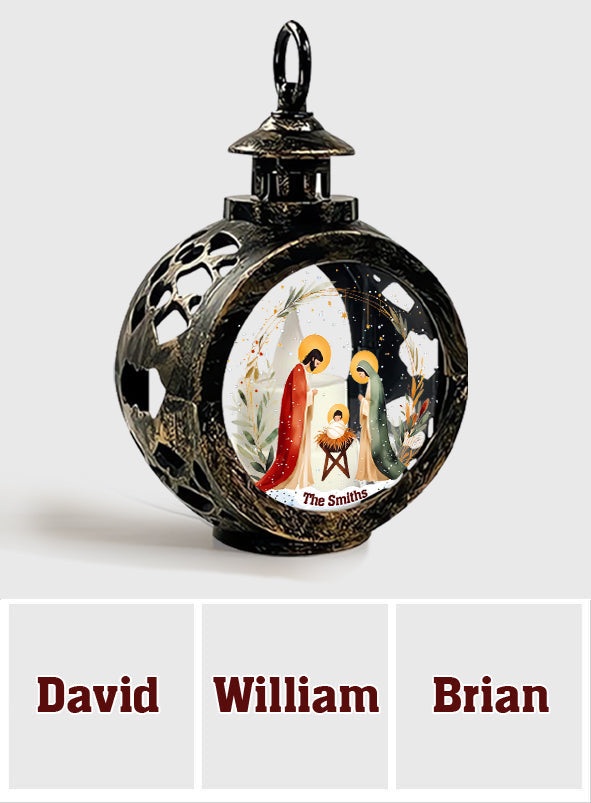 Holy Night - Personalized Christian Round Lantern With Light