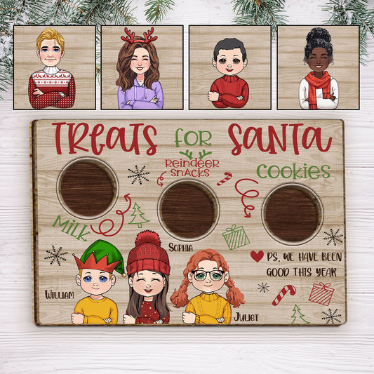 Des friandises pour le Père Noël - Panneau en bois personnalisé à 2 couches pour la famille