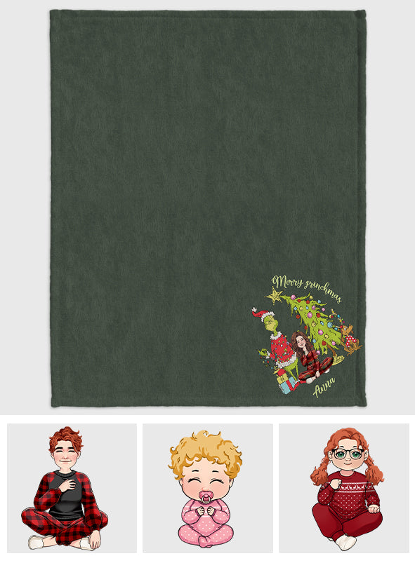Merry Christmas Green Mischief - Personalized Stole Christmas Blanket