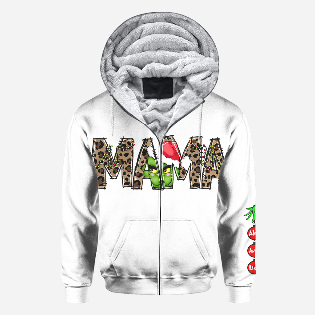 Sweat à capuche de Noël personnalisé pour maman - T-shirt de Noël personnalisé avec étole intégrale