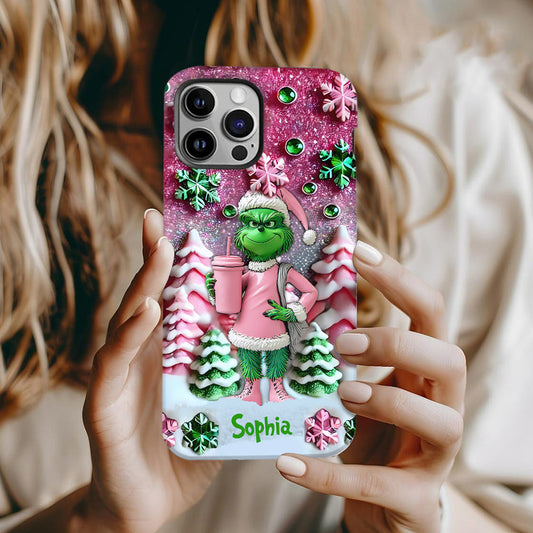 Joyeux Grinchmas - Coque de téléphone personnalisée avec imprimé intégral « Étole de Noël »