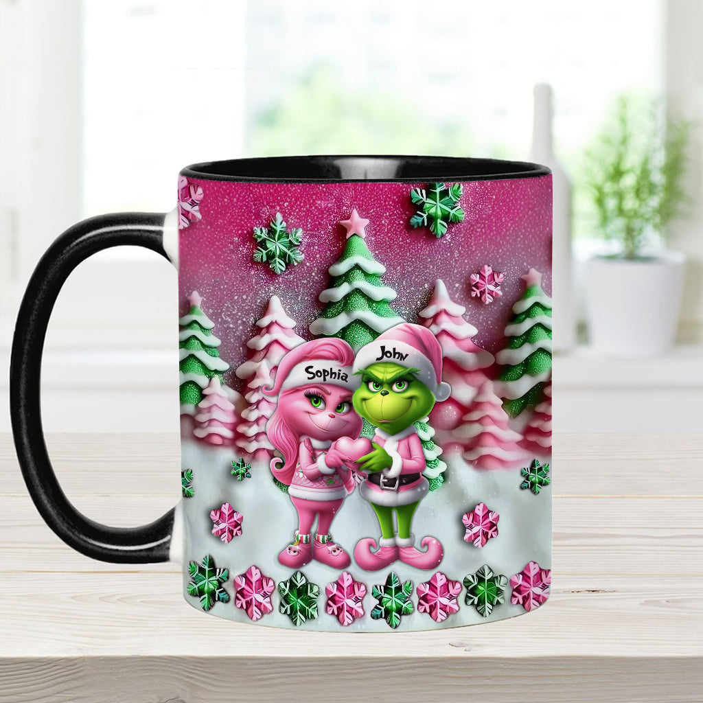 Couple Grincheux - Mug personnalisé avec étole de Noël