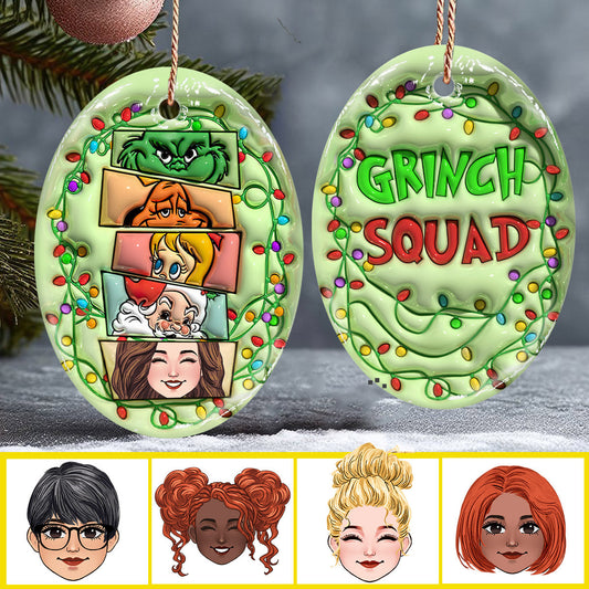 Green Squad - Personalized Stole Christmas Ceramic Oval Ornament