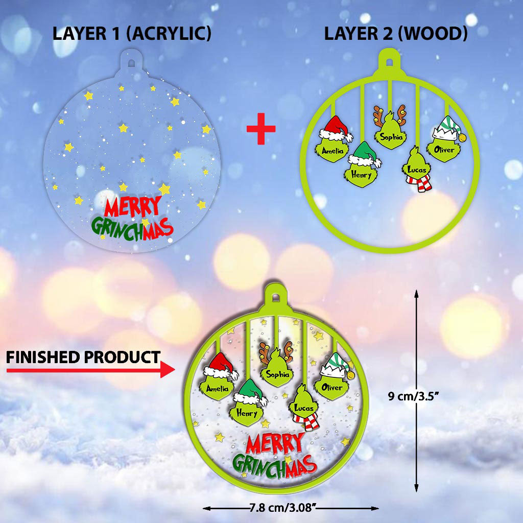 Merry Grinchmas - Personalized Christmas Stole Layers Mix Ornament