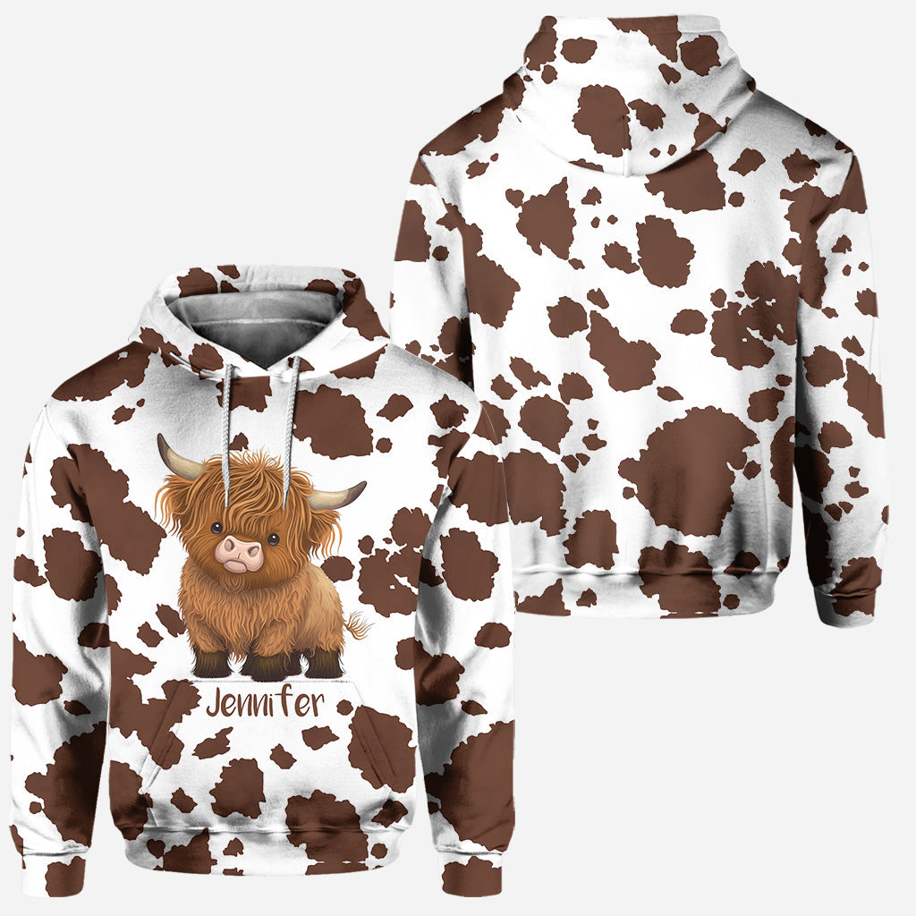 Juste une fille qui aime les vaches des Highlands - Sweat à capuche et legging personnalisés avec motif vache des Highlands