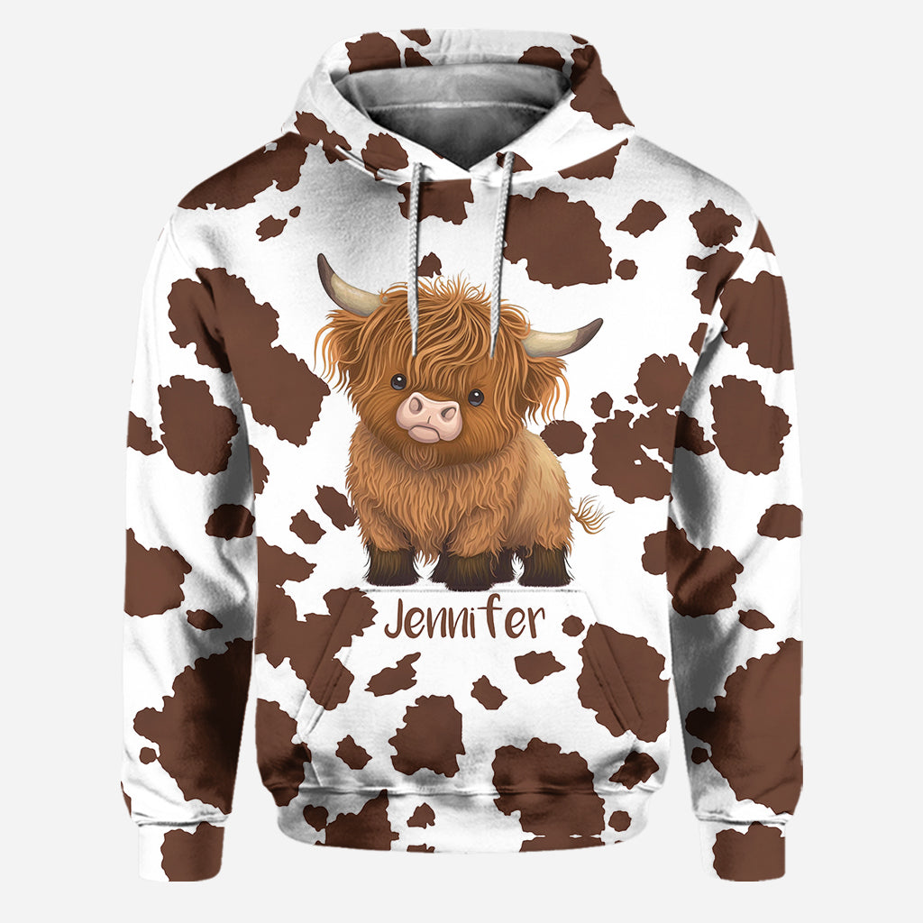 Juste une fille qui aime les vaches des Highlands - Sweat à capuche et legging personnalisés avec motif vache des Highlands
