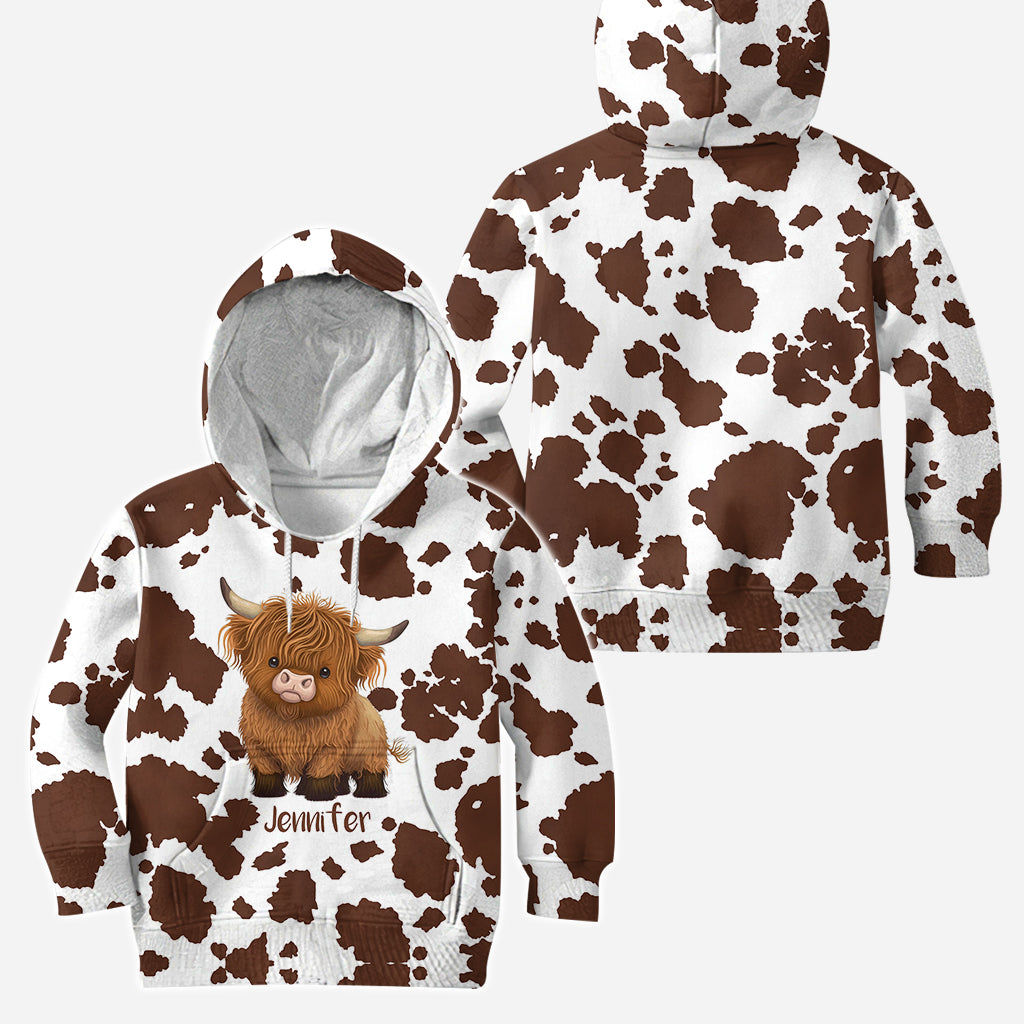 Juste une fille qui aime les vaches des Highlands - Sweat à capuche et legging personnalisés avec motif vache des Highlands