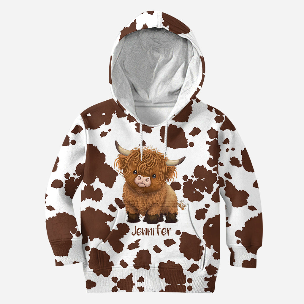 Juste une fille qui aime les vaches des Highlands - Sweat à capuche et legging personnalisés avec motif vache des Highlands