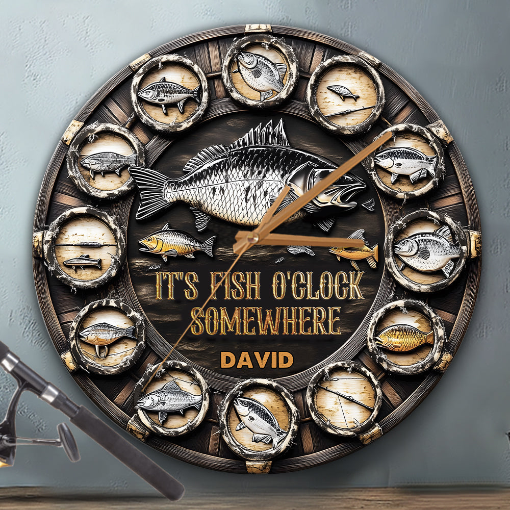 C'est l'heure du poisson quelque part - Horloge murale de pêche personnalisée
