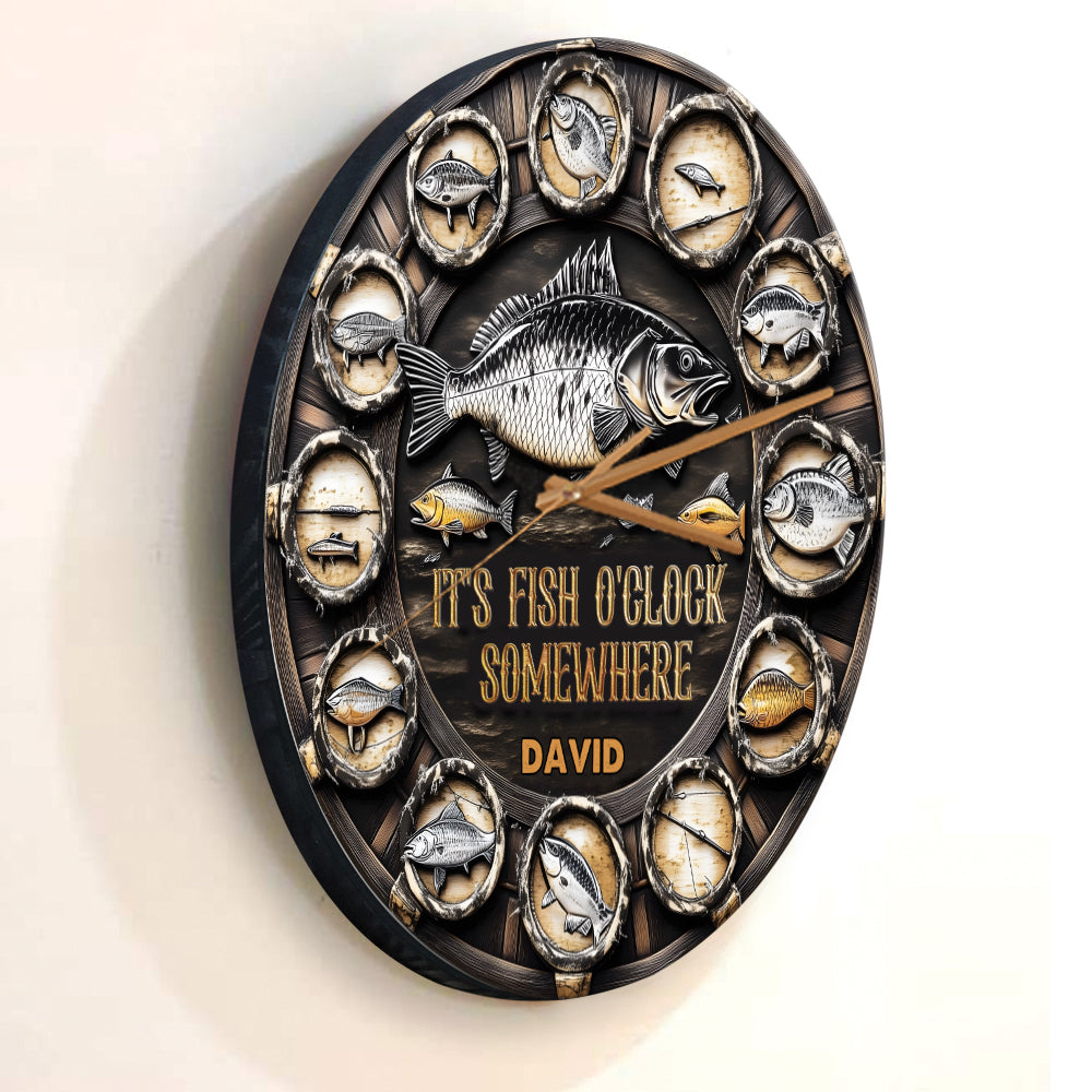 C'est l'heure du poisson quelque part - Horloge murale de pêche personnalisée