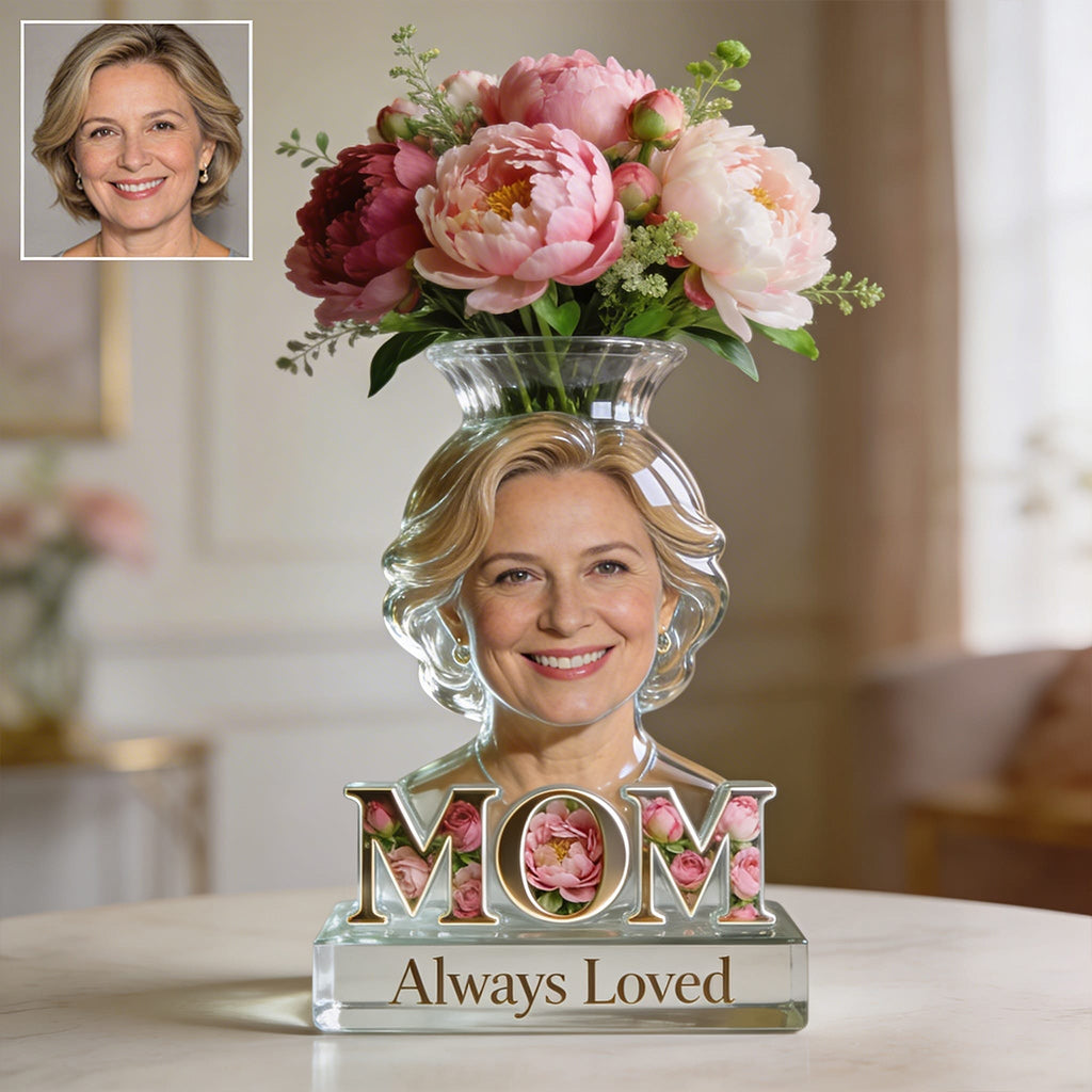 Mom Grandma Flower Blossom - Personalized African Woman With Curly Hair Acrylic Pot