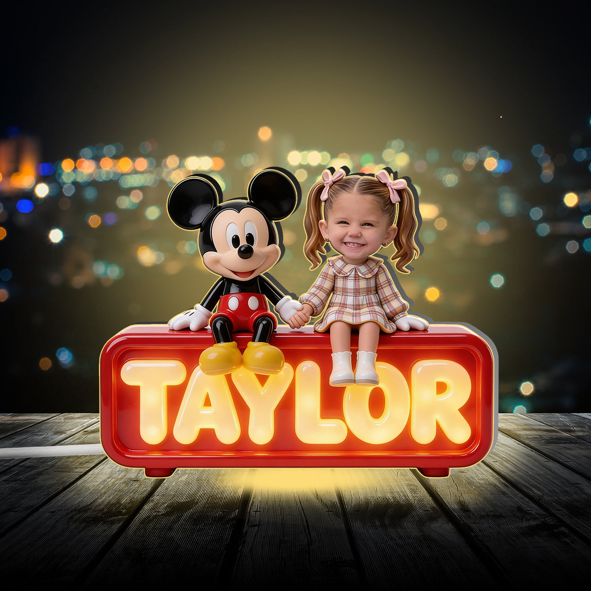 Best Buddies - Personalized Young Girl Acrylic LED Night Light