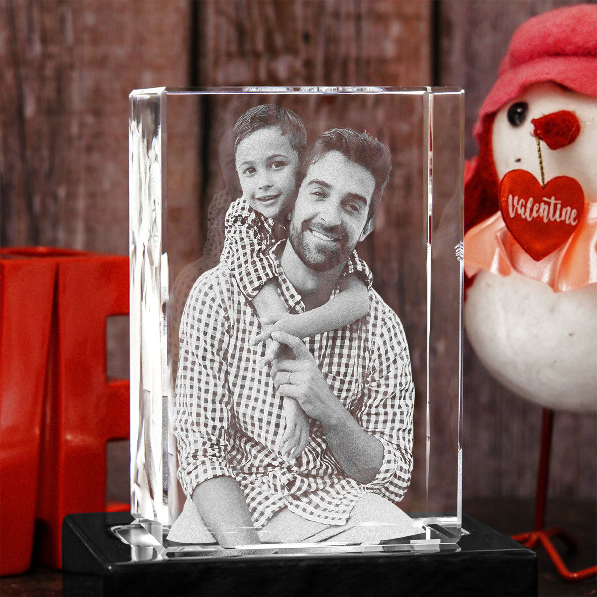 Lampe en cristal gravée au laser avec photo personnalisée - Cadeau pour papa - Lampe en cristal cubique 3D gravée au laser et personnalisée