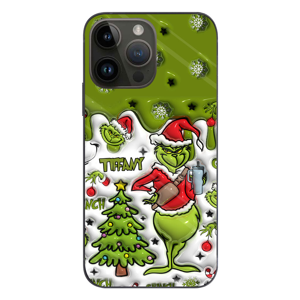 Joyeux Grinchmas - Coque de téléphone personnalisée avec étole de Noël