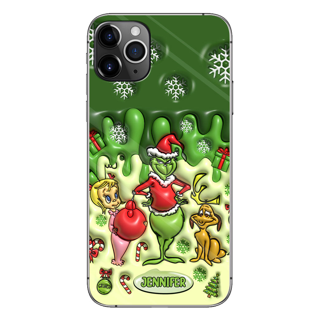 Joyeux Grinchmas - Coque de téléphone personnalisée avec étole de Noël