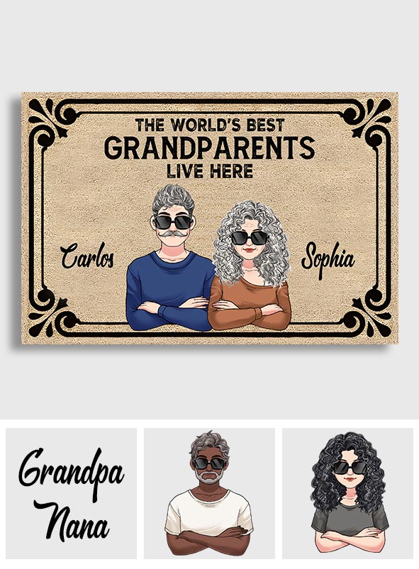 Les meilleurs grands-parents/grand-mère/grand-père du monde vivent ici - Paillasson personnalisé pour grand-mère