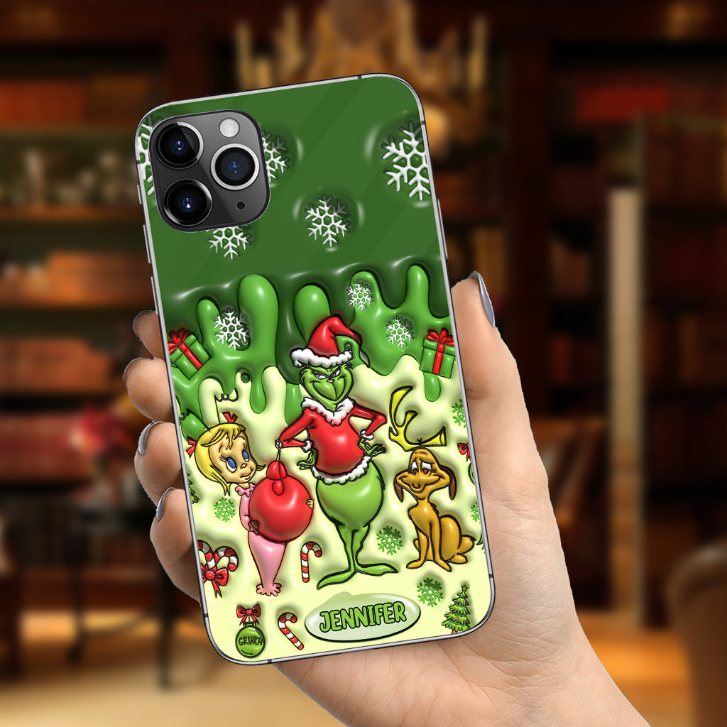 Joyeux Grinchmas - Coque de téléphone personnalisée avec étole de Noël
