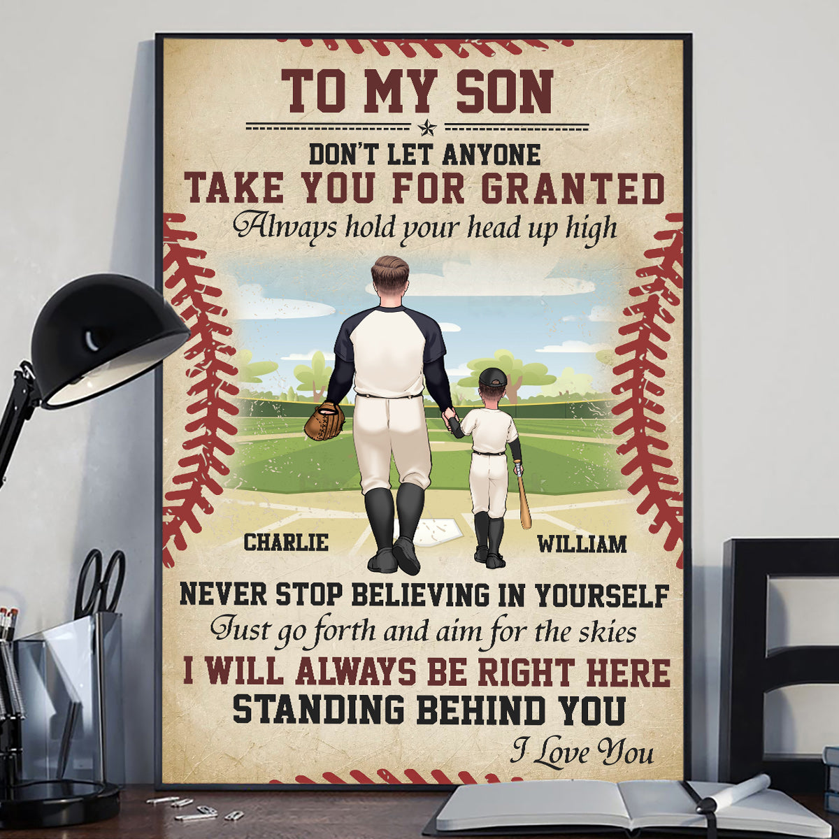 Je serai toujours là - Toile et affiche personnalisées sur le thème du baseball