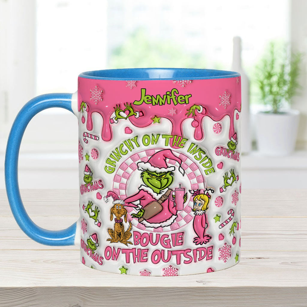Grincheux à l'intérieur - Mug personnalisé avec étole de Noël