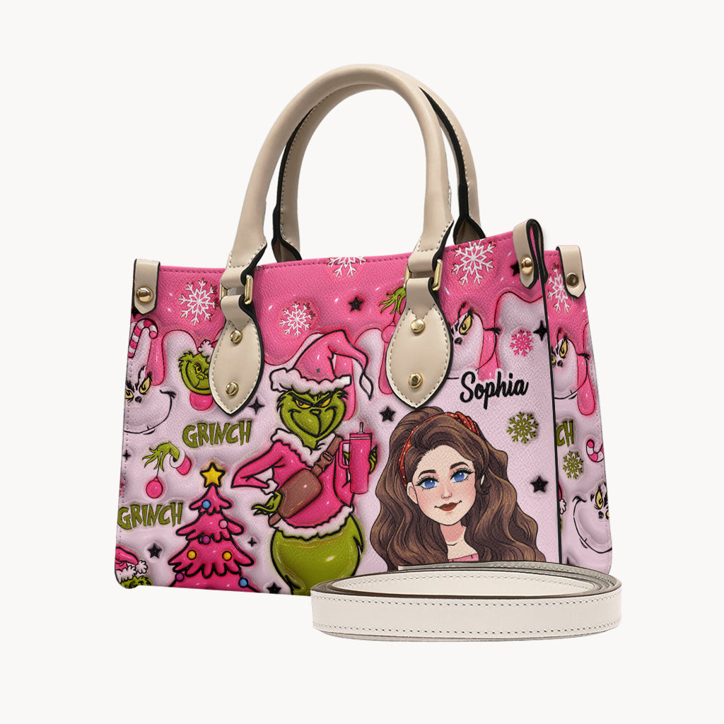 In My Grinch Era - Personalized Stole Christmas Leather Handbag