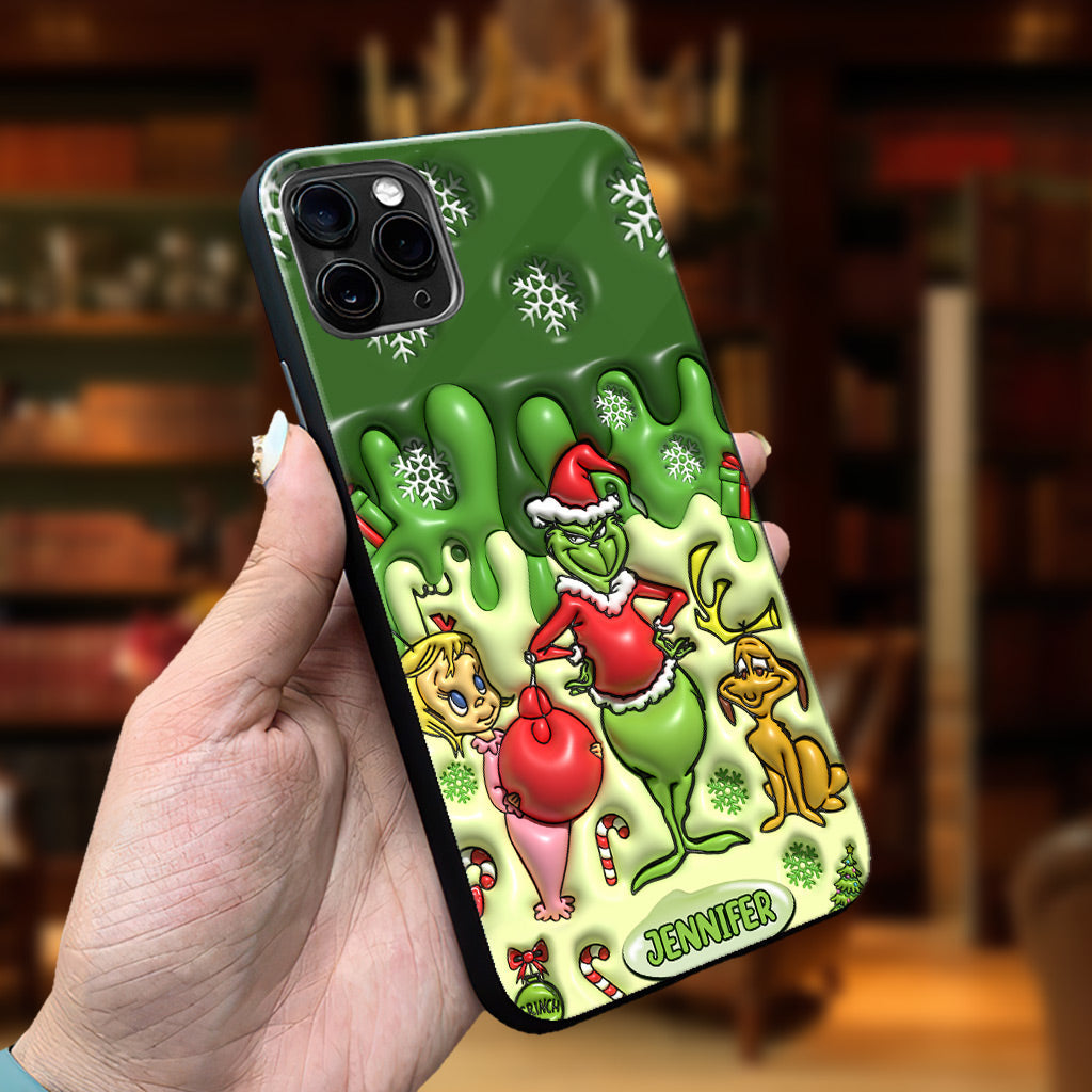 Joyeux Grinchmas - Coque de téléphone personnalisée avec étole de Noël