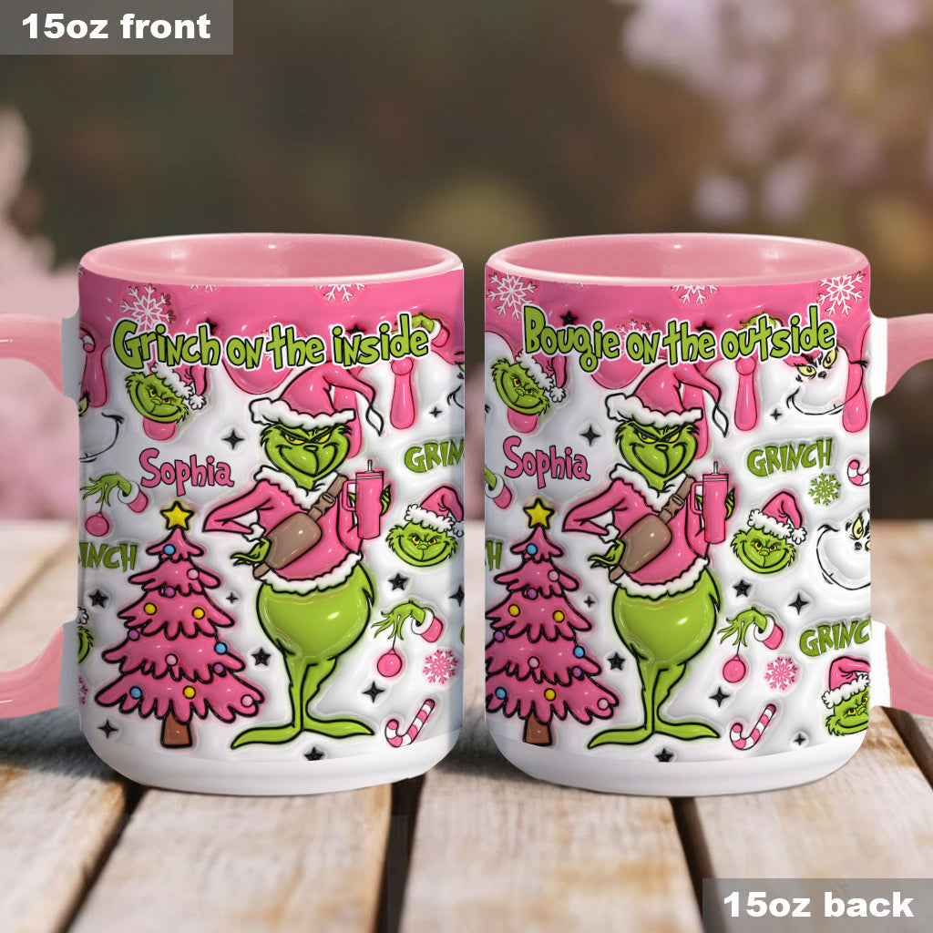 Grinchy On The Inside - Personalized Stole Christmas Accent Mug