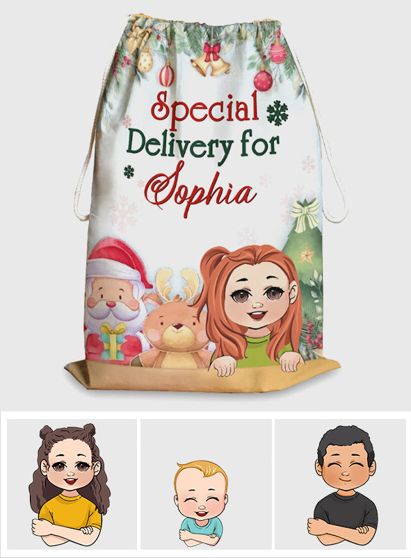 Special Delivery - Personalized Family Drawstring Tote Bag