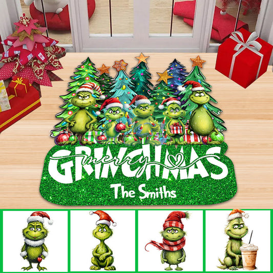 Joyeux Grinchmas - Paillasson personnalisé en forme d'étole de Noël