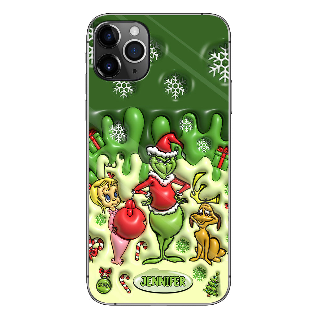 Joyeux Grinchmas - Coque de téléphone personnalisée avec étole de Noël