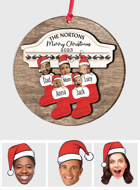 Family Name Christmas Tree Many Colors - Personalized Family Layered Wood Ornament