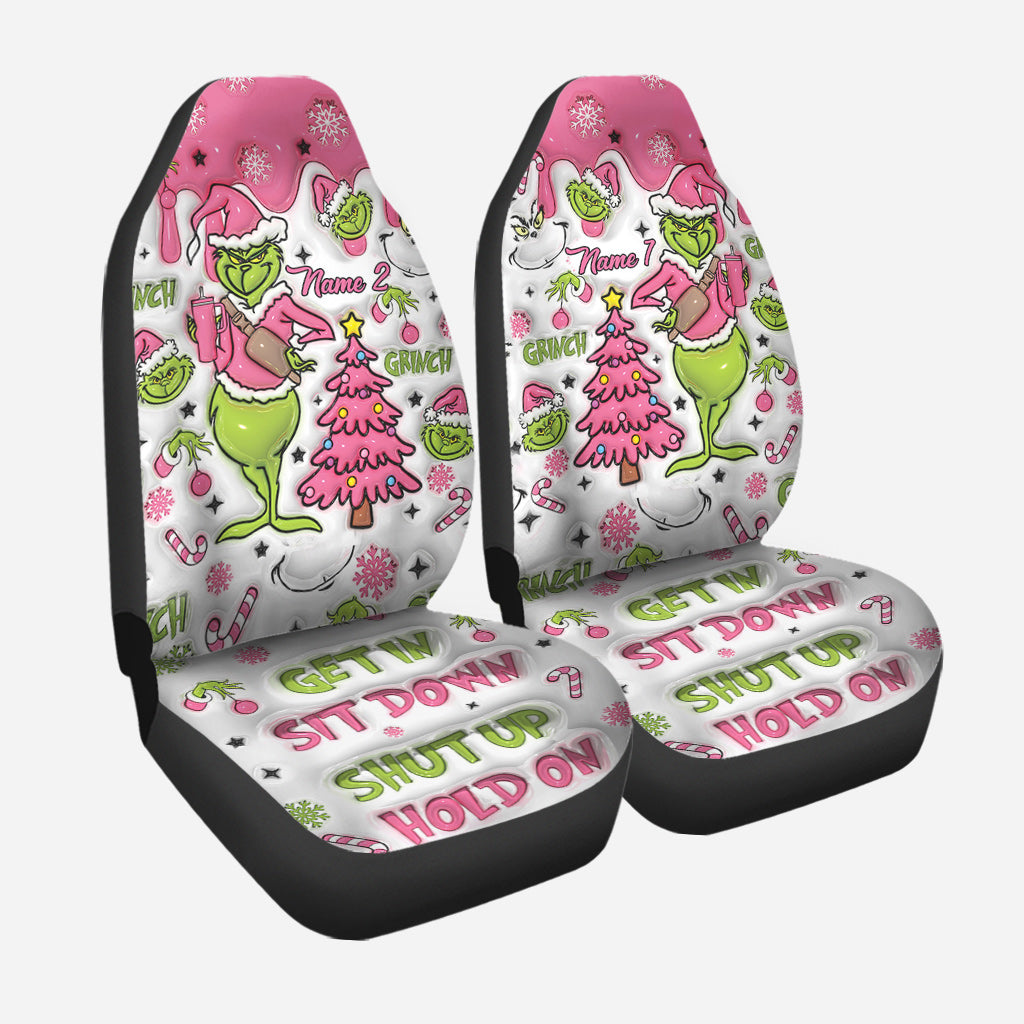 Joyeux Grinchmas - Housses de siège personnalisées avec étole de Noël