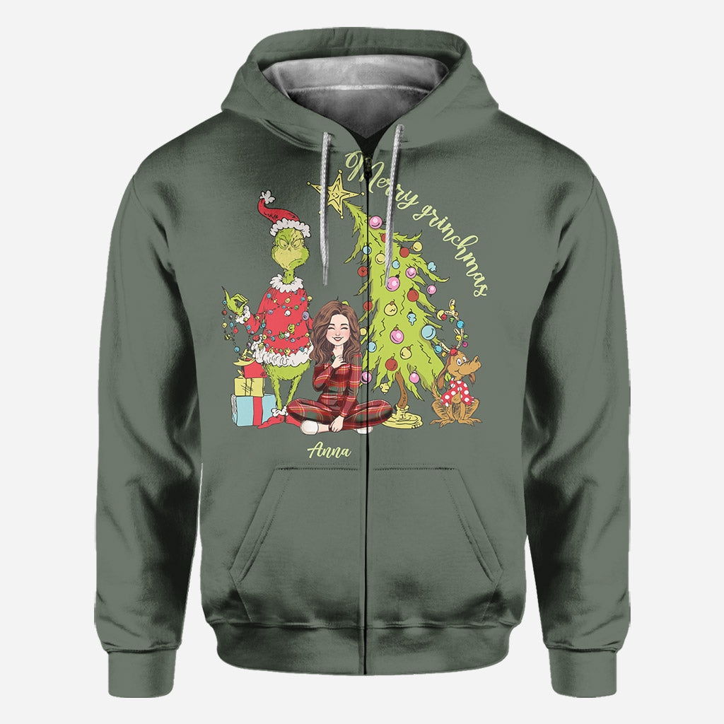 Merry Christmas Green Mischief - Personalized Stole Christmas All Over Shirt