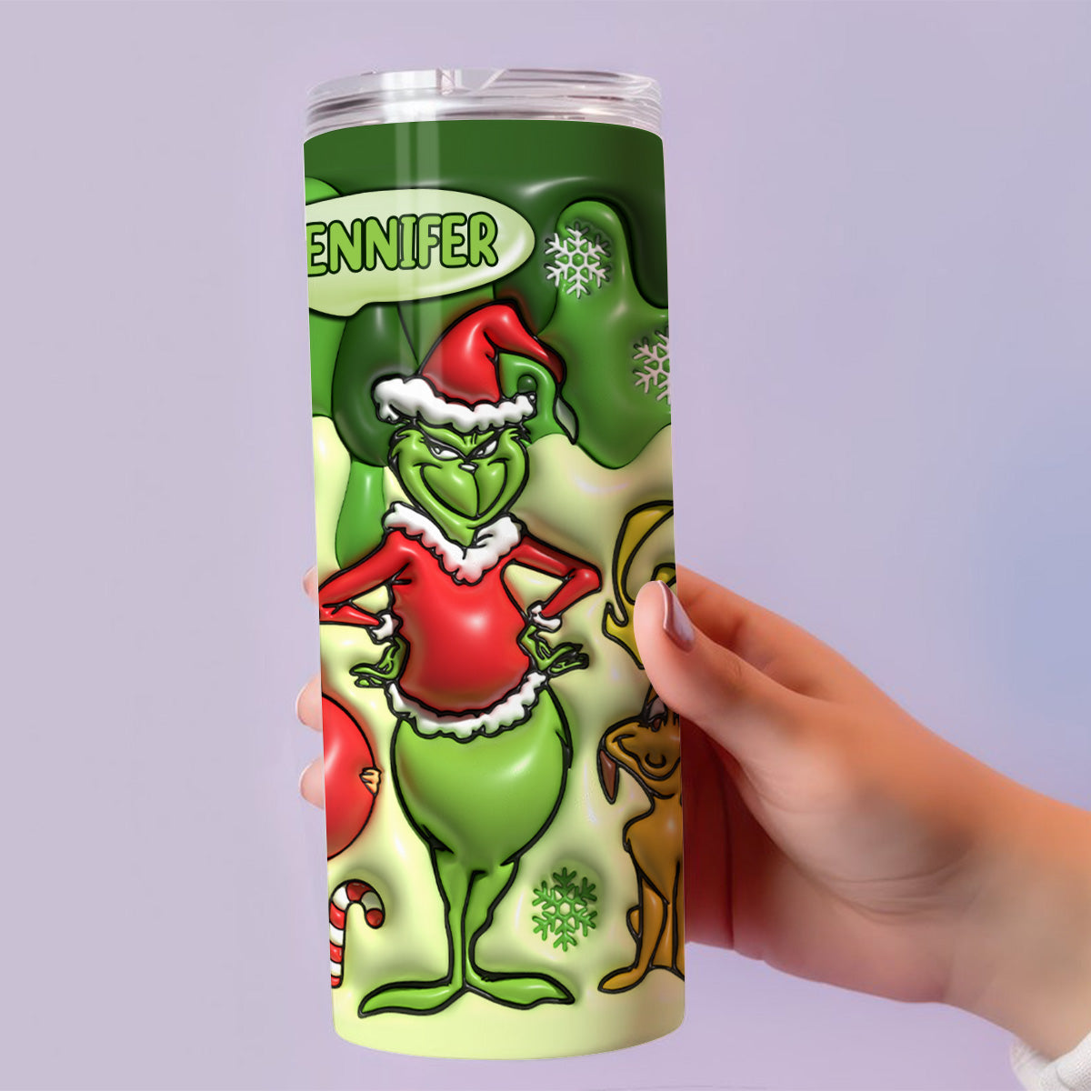 Joyeux Grinchmas - Gobelet isotherme personnalisé avec étole de Noël