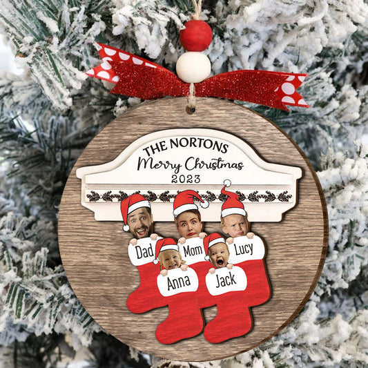 Family Name Christmas Tree Many Colors - Personalized Family Layered Wood Ornament