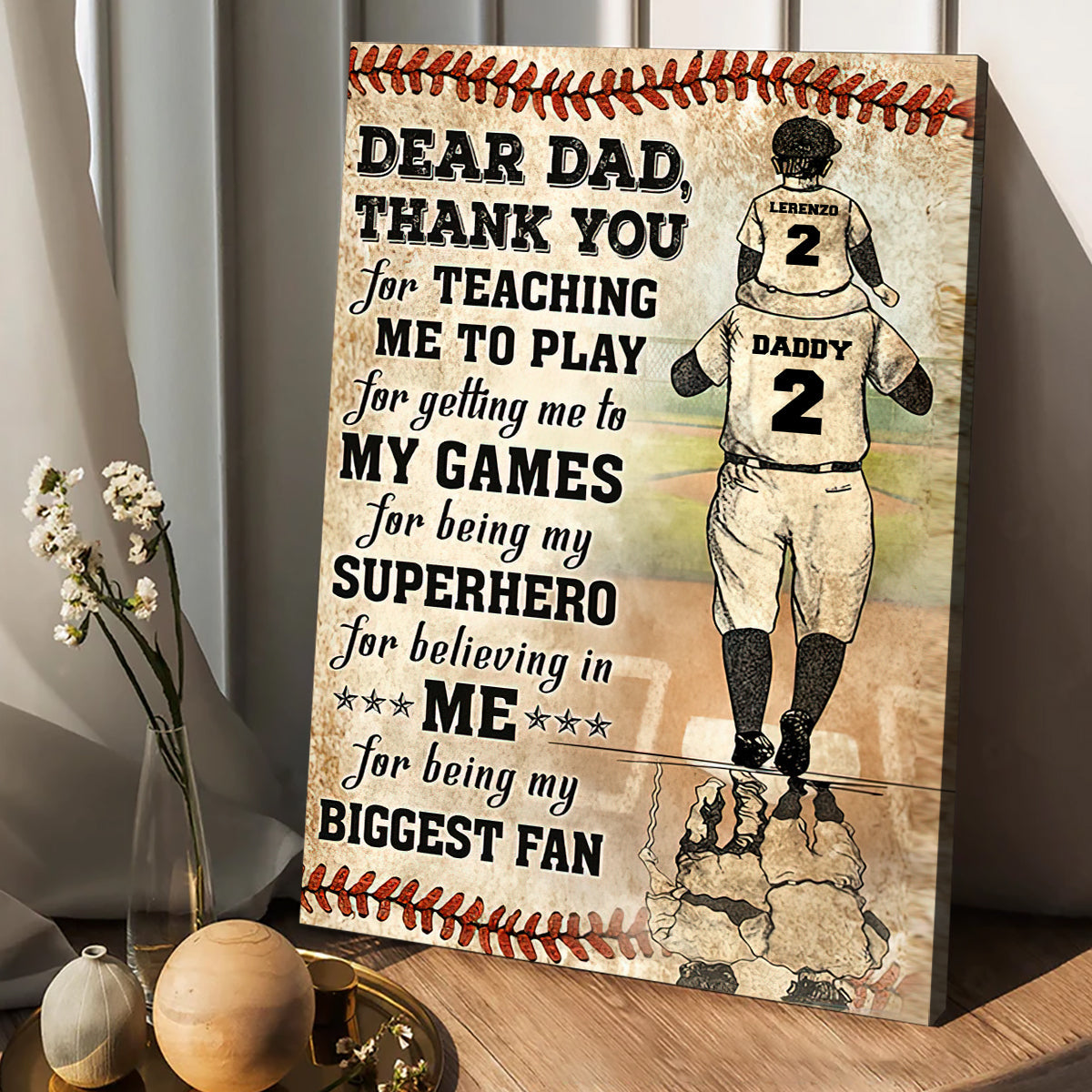 Merci papa, mon plus grand fan ! - Toile et affiche personnalisées sur le thème du baseball