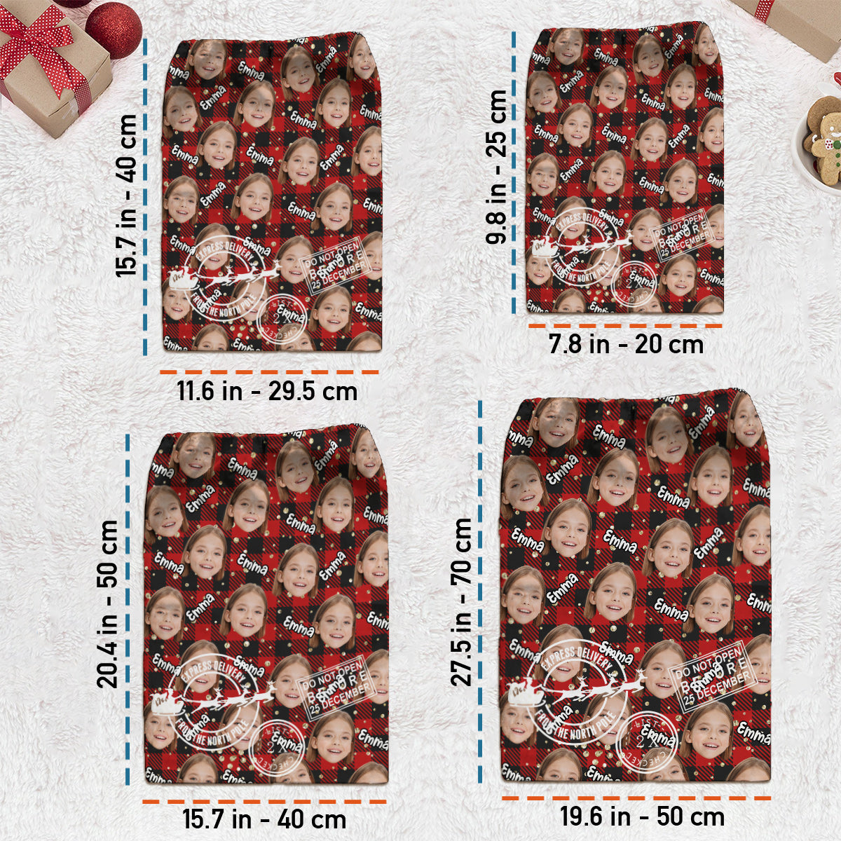 Livraison spéciale Noël Cute Faces - Sac fourre-tout de Noël personnalisé pour grand-mère