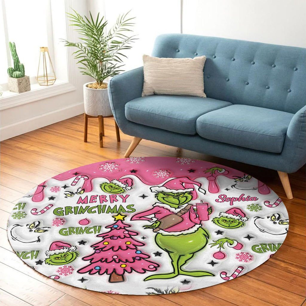 Merry Grinchmas - Personalized Stole Christmas Round Rug