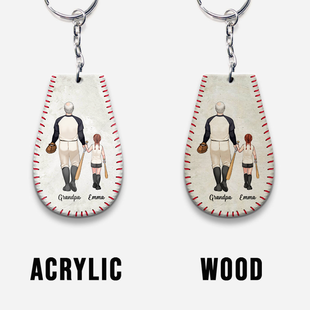 #1 Papa de baseball - Cadeau de baseball pour papa ou grand-père - Porte-clés personnalisé