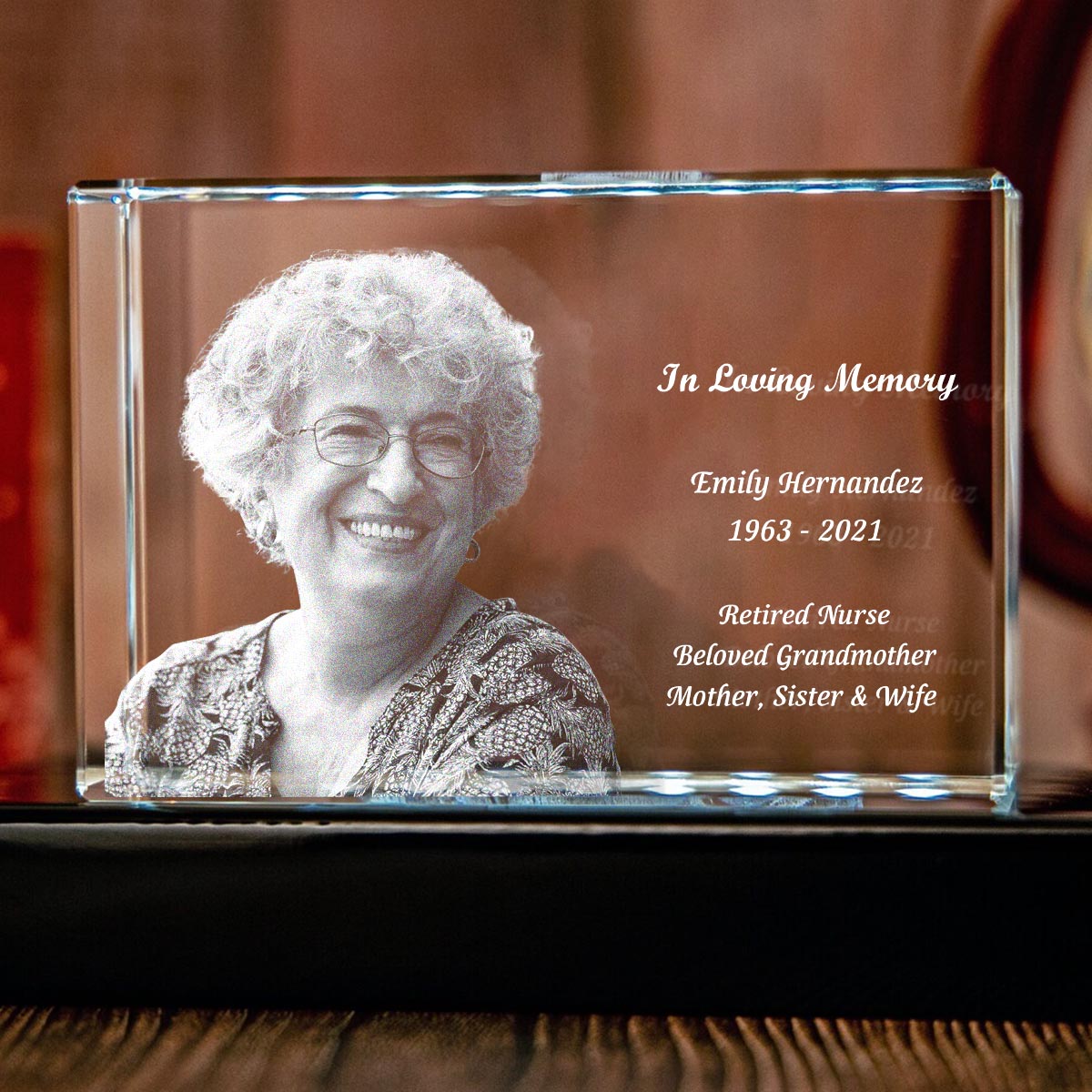 Custom Cuboid Personalized Custom 3d Crystal Cuboid Shaped Gift For Loss On Memorial ...
