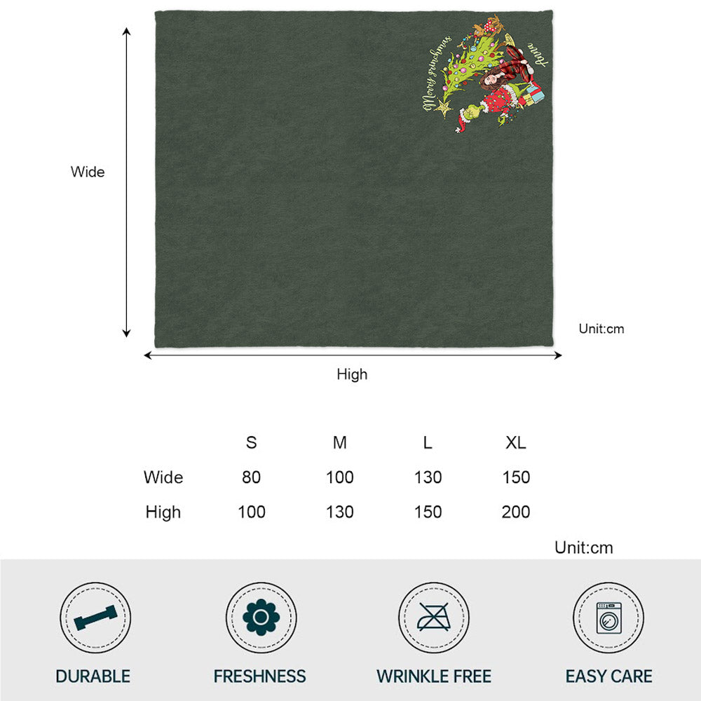 Merry Christmas Green Mischief - Personalized Stole Christmas Blanket