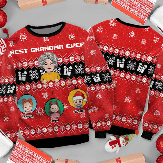 Meilleure grand-mère du monde - Pull moche personnalisé pour grand-mère