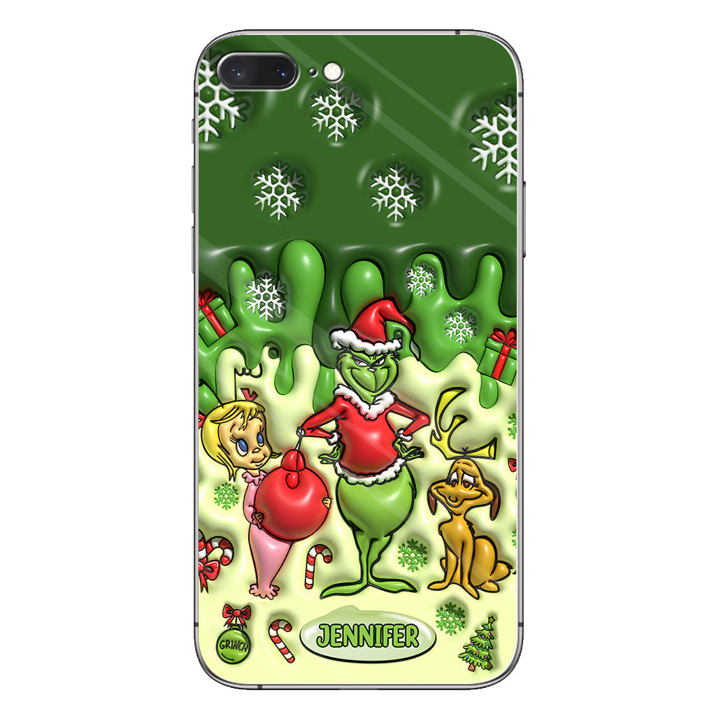 Joyeux Grinchmas - Coque de téléphone personnalisée avec étole de Noël